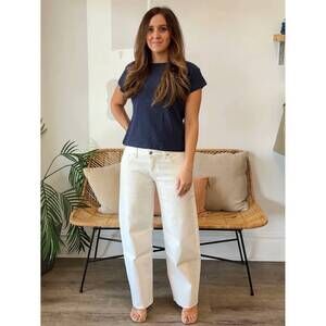 NEW JUST BLACK DENIM mid rise barrel jeans in white